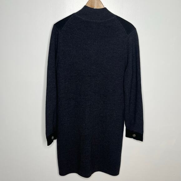 Banana Republic Womens Merino Wool Suede Sweater Dress L Gray Black Utility Coat - Picture 12 of 14
